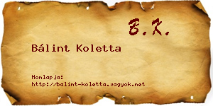 Bálint Koletta névjegykártya